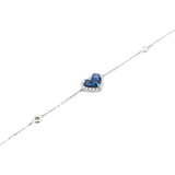 「Navy Heart」18K白色黃金藍寶石鑽石手鍊