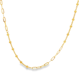 「回形針間珠鍊 Paperclip Saturn Chain」18K黃色黃金頸鏈