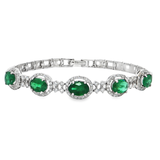 18K白色黃金天然祖母綠鑽石手鍊