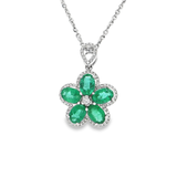 18K白色黃金天然祖母綠鑽石吊墜