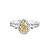 18K白色黃金天然黃彩鑽石戒指 (GIA)