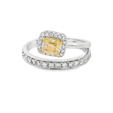 18K白色黃金天然黃彩鑽石戒指