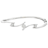 18K白色黃金天然鑽石手鐲