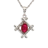 18K白色黃金天然紅寶石鑽石吊墜