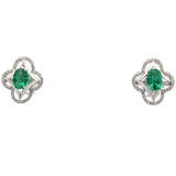 18K白色黃金天然祖母綠鑽石耳環