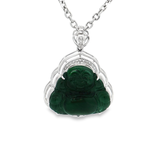 18K白色黃金天然翡翠鑽石吊墜