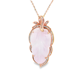 18K玫瑰黃金天然翡翠鑽石吊墜