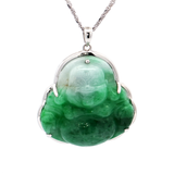 18K白色黃金天然翡翠吊墜