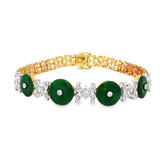 18K黃色黃金天然翡翠鑽石手鍊