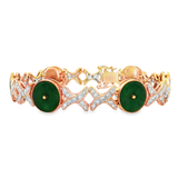 18K玫瑰黃金天然翡翠鑽石手鍊