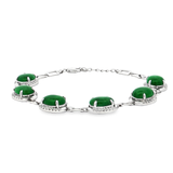 18K白色黃金天然翡翠鑽石手鍊