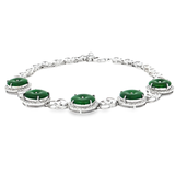 18K白色黃金天然翡翠鑽石手鍊