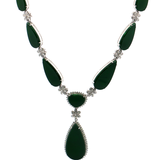 18K白色黃金天然翡翠鑽石頸鏈