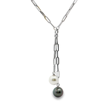 14K白色黃金天然珍珠頸鏈