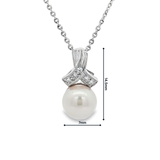 750/18K金養珠襯鑽石吊墜
