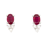 「Rosette」18K白色黃金紅寶石鑽石耳環