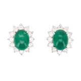 「Verdant」18K白色黃金祖母綠鑽石耳環
