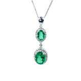 "Glintelle" 18K white gold emerald and diamond pendant