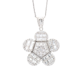 「Flora」18K白色黃金鑽石吊墜