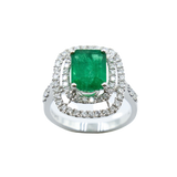 「Viridian」18K白色黃金祖母綠鑽石戒指