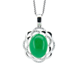 「Jadeous」18K白色黃金翡翠鑽石吊墜