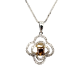 「Yellow Clover」18K白色黃金橙彩鑽石吊墜