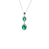"Glintelle" 18K white gold emerald and diamond pendant