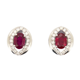 「Rubylicious」18K白色黃金紅寶石鑽石耳環
