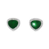 750/18K金襯鑽石天然翡翠耳環