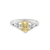 18K白色黃金天然黃彩鑽石戒指 (GIA)