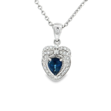 18K白色黃金天然藍寶石鑽石吊墜