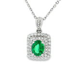 18K白色黃金天然祖母綠鑽石吊墜