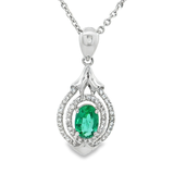 18K白色黃金天然祖母綠鑽石吊墜