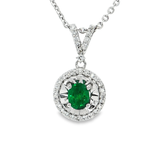 18K白色黃金天然祖母綠鑽石吊墜