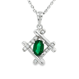 18K白色黃金天然祖母綠鑽石吊墜