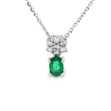 18K白色黃金天然祖母綠鑽石吊墜