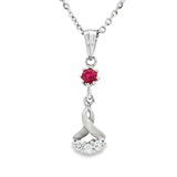 18K白色黃金天然紅寶石鑽石吊墜