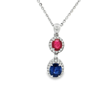 18K白色黃金天然彩色寶石鑽石吊墜