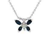 18K白色黃金天然藍寶石鑽石吊墜