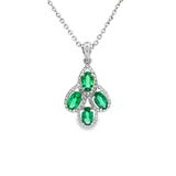18K白色黃金天然祖母綠鑽石吊墜