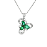 18K白色黃金天然祖母綠鑽石吊墜