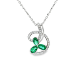 18K白色黃金天然祖母綠鑽石吊墜