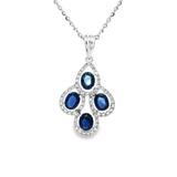 18K白色黃金天然藍寶石鑽石吊墜