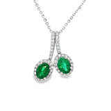 18K白色黃金天然祖母綠鑽石吊墜
