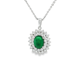 18K白色黃金天然祖母綠鑽石吊墜