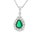 18K白色黃金天然祖母綠鑽石吊墜