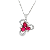 18K白色黃金天然紅寶石鑽石吊墜