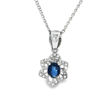 18K白色黃金天然藍寶石鑽石吊墜