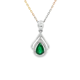 18K白色黃金天然祖母綠鑽石吊墜