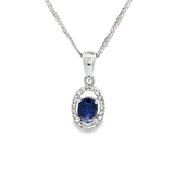 18K白色黃金天然藍寶石鑽石吊墜